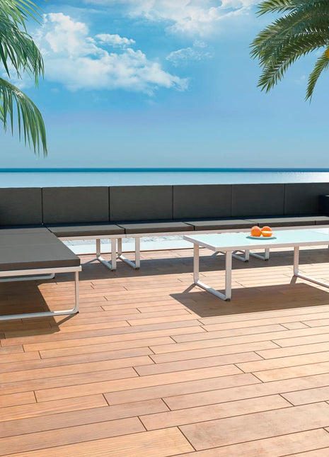 5-Delige Loungeset Textileen Aluminium Zwart