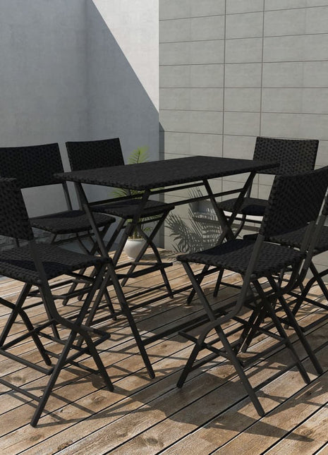 7-Delige Tuinset Inklapbaar Staal Poly Rattan