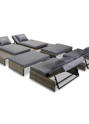 5-Delige Loungeset Met Kussens Poly Rattan Grijs