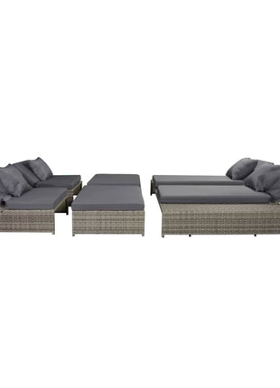 5-Delige Loungeset Met Kussens Poly Rattan Grijs
