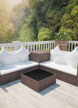 Loungeset Met Kussens Poly Rattan