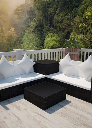 Loungeset Met Kussens Poly Rattan