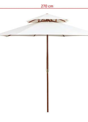 Dubbeldekker Parasol 270X270 Cm Houten Paal Wit