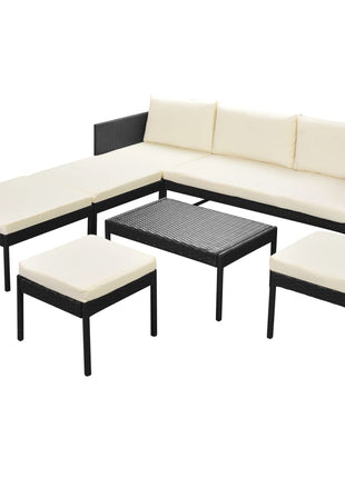 6-Delige Loungeset Met Kussens Poly Rattan
