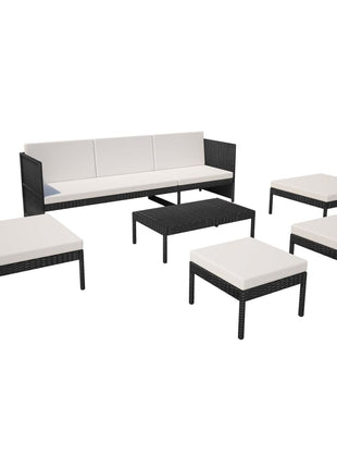 6-Delige Loungeset Met Kussens Poly Rattan