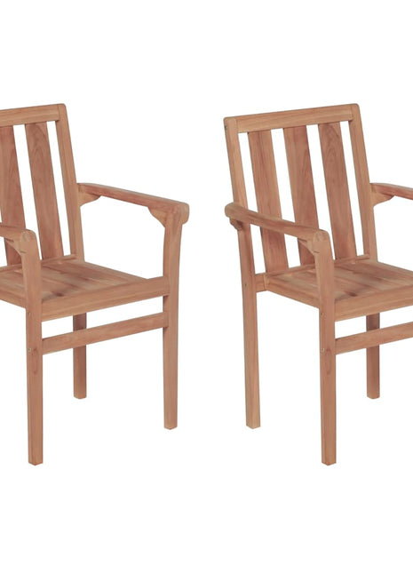 Tuinstoelen stapelbaar 2 st massief teakhout