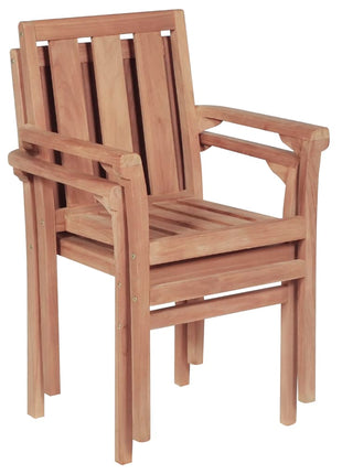 Tuinstoelen stapelbaar 2 st massief teakhout