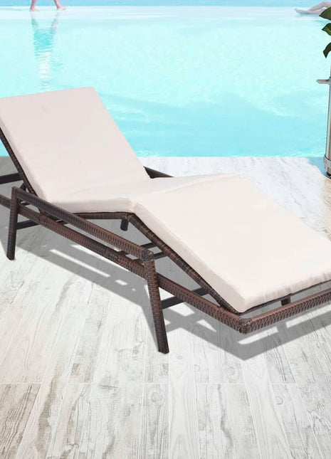 Ligbed Met Kussen Poly Rattan