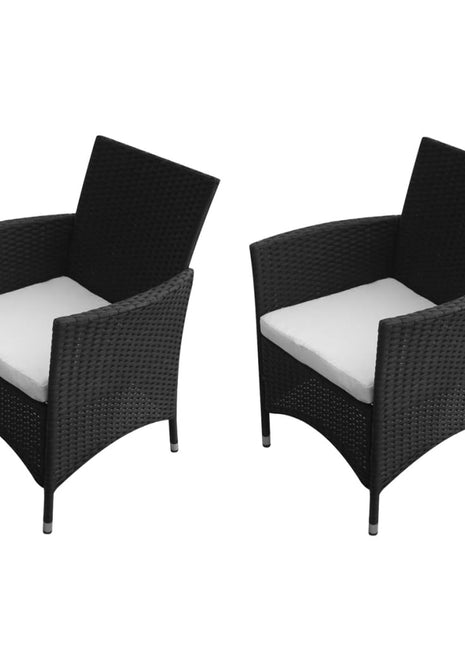 Tuinstoelen 2 st poly rattan zwart