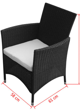 Tuinstoelen 2 st poly rattan zwart