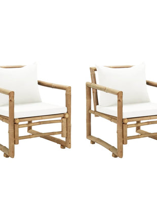 Tuinstoelen 2 st met kussens bamboe
