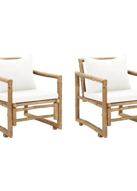 Tuinstoelen 2 st met kussens bamboe
