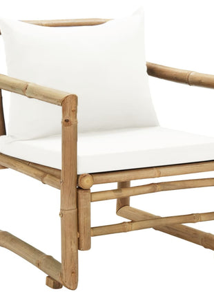 Tuinstoelen 2 st met kussens bamboe