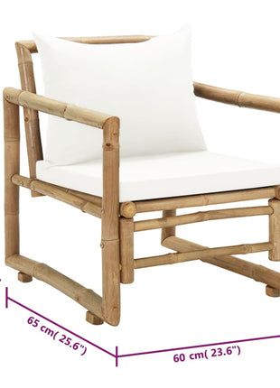 Tuinstoelen 2 st met kussens bamboe