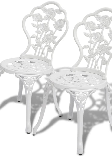 Bistrostoelen 2 st gietaluminium wit