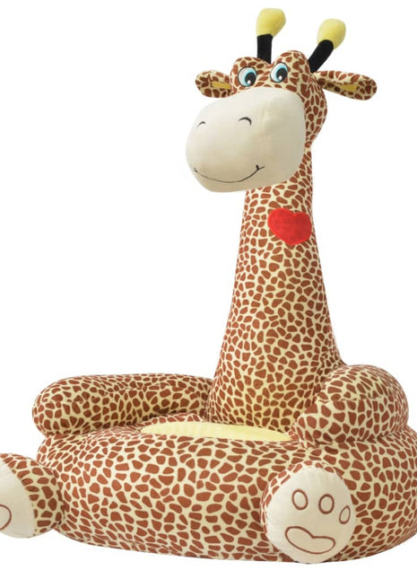 Kinderstoel pluche giraffe bruin