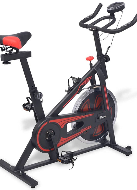 Hometrainer met hartslagsensoren zwart en rood