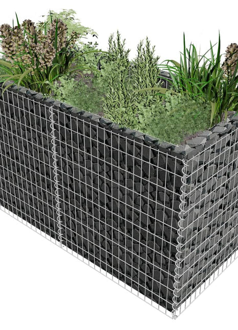 Gabion plantenbak verhoogd 180x90x100 cm staal zilverkleurig