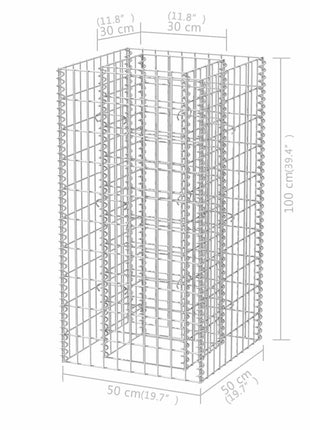 Gabion plantenbak verhoogd 50x50x100 cm staal