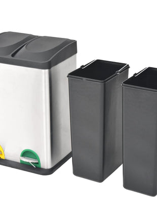 Pedaalemmer voor recycling 36 L roestvrij staal