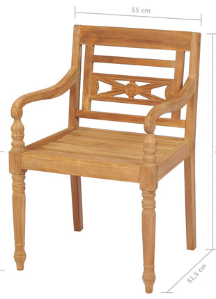 Stoelen Batavia 2 st massief teakhout