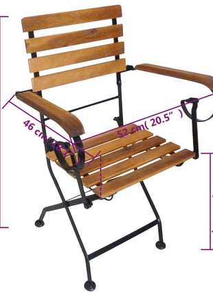 Tuinstoelen inklapbaar 2 st staal en massief acaciahout