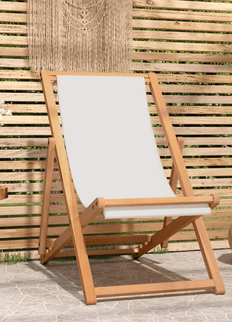 Ligstoel 56x105x96 cm teakhout crème