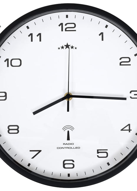 Wandklok met quartz uurwerk radiogestuurd 31 cm wit en zwart