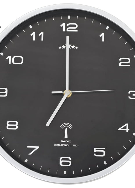 Wandklok met quartz uurwerk radiogestuurd 31 cm zwart