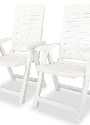 Tuinstoelen 2 st verstelbaar kunststof wit