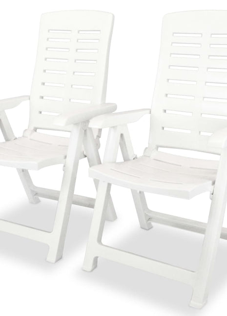 Tuinstoelen 2 st verstelbaar kunststof wit