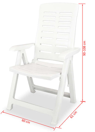 Tuinstoelen 2 st verstelbaar kunststof wit