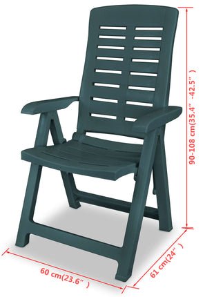 Tuinstoelen 2 st verstelbaar kunststof groen