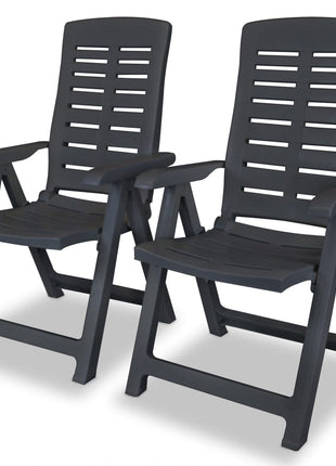 Tuinstoelen 2 st verstelbaar kunststof antracietkleurig