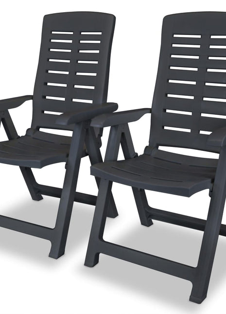 Tuinstoelen 2 st verstelbaar kunststof antracietkleurig