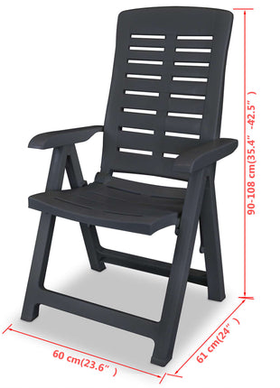 Tuinstoelen 2 st verstelbaar kunststof antracietkleurig