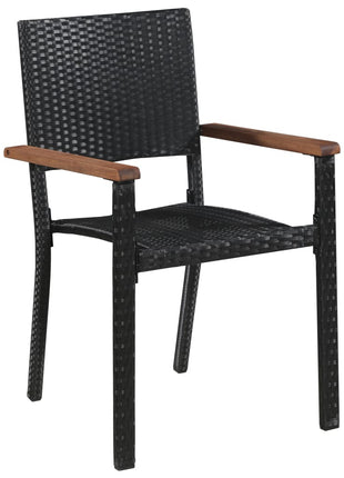9-Delige Tuinset Poly Rattan En Acaciahout Zwart