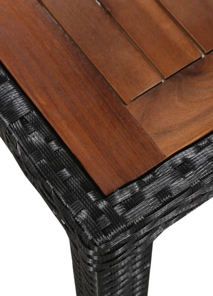 9-Delige Tuinset Poly Rattan En Acaciahout Zwart