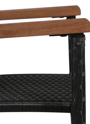 9-Delige Tuinset Poly Rattan En Acaciahout Zwart