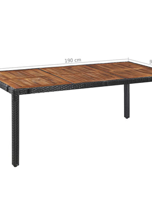 9-Delige Tuinset Poly Rattan En Acaciahout Zwart