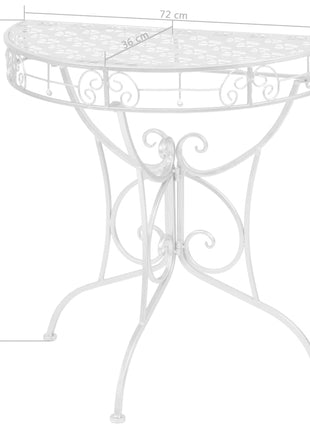 Bijzettafel Vintage Stijl Half Rond 72X36X74 Cm Metaal