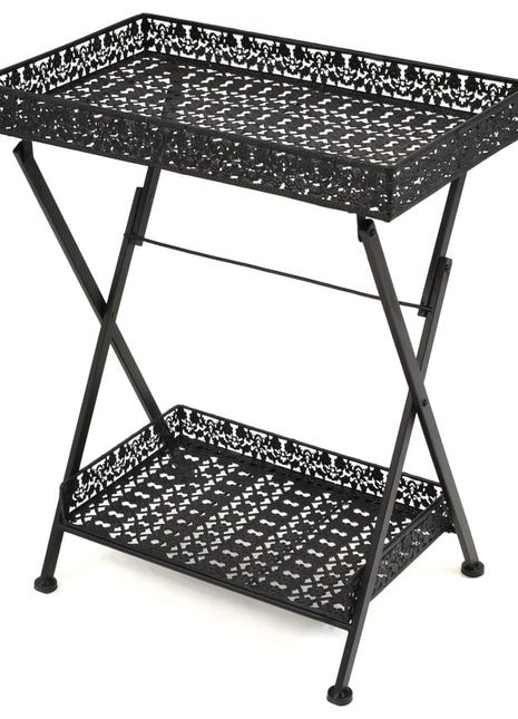 Theetafel Vintage Stijl Inklapbaar 58X35X72 Cm Metaal Zwart