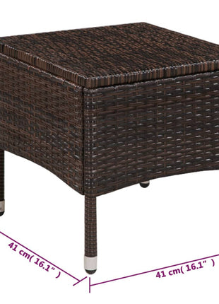 Tuinstoel en kruk met kussens poly rattan bruin