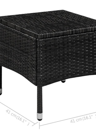 Tuinstoel en kruk met kussens poly rattan zwart