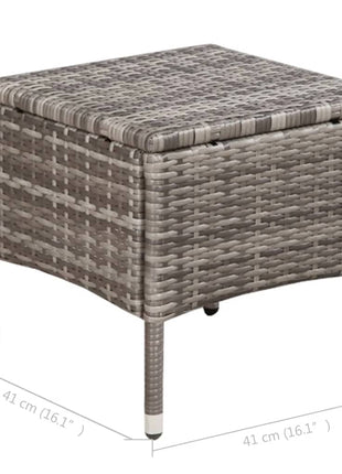 Tuinstoel en kruk met kussens poly rattan grijs