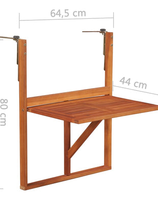 Balkontafel Hangend 64,5X44X80 Cm Massief Acaciahout