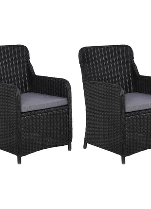 Tuinstoelen 2 st met kussens poly rattan zwart