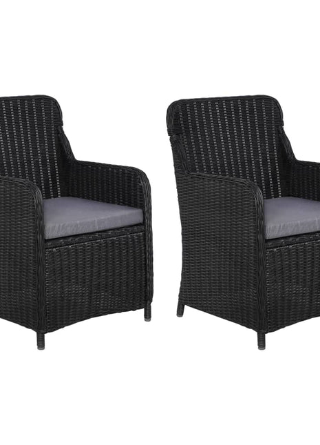 Tuinstoelen 2 st met kussens poly rattan zwart
