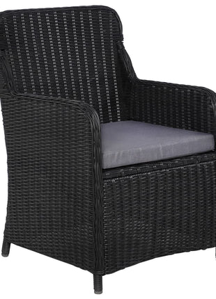 Tuinstoelen 2 st met kussens poly rattan zwart