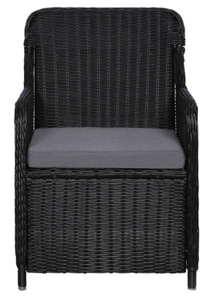 Tuinstoelen 2 st met kussens poly rattan zwart